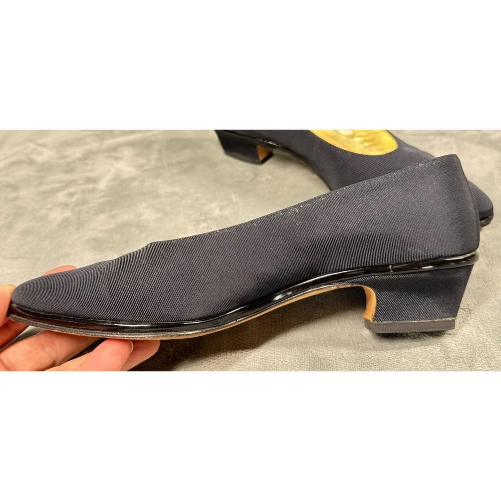Pancaldi 1888 Womens 8 B Navy Grosgrain Pumps Kitten Heel Italy